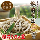 【ふるさと納税】【定期便3回】創業90余年の老舗・越前そばの里　常温で長期保存できる「越前そば」20食　楽天そばランキング常連の 越前そばの里がふるさと納税でも！送料無料 そば 越前そば 福井県 越前市 おうち時間 蕎麦（18209）