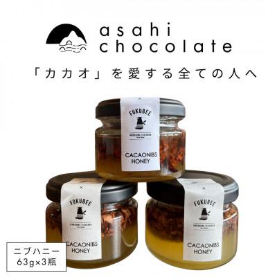 ふるさと納税 竹原市 あさひチョコレート ニブハニー3瓶 カカオ入り蜂蜜 福祉施設のチョコレート