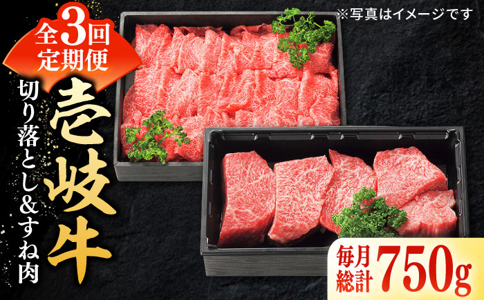 【全3回定期便】 特選 壱岐牛 切り落とし（450g）＆すね肉（300g）《壱岐市》【太陽商事】[JDL099] 肉 牛肉 切り落とし 切落し 薄切り すき焼き しゃぶしゃぶ カレー シチュー 煮込み 定期便 54000 54000円