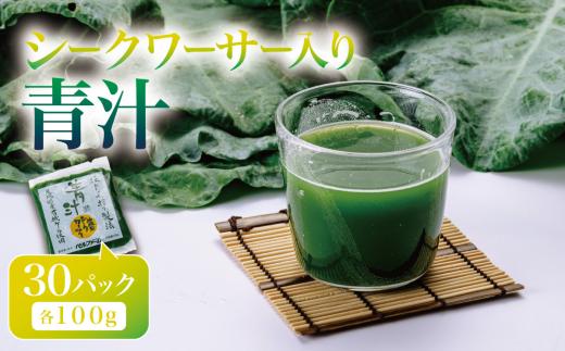 青汁 シークワーサー入り 100g × 30P （ 離島・沖縄配送不可 ） │  シークワーサー青汁 国産 国産青汁 冷凍 冷凍青汁 有機青汁 あおじる 健康食品青汁 無添加青汁 有機野菜青汁 オーガニック青汁 ケール 茨城県 つくば市