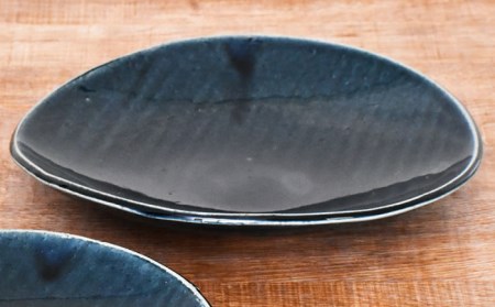 【美濃焼】藍 楕円たわみ ９寸皿【金正陶器】≪土岐市≫ 食器 プレート 皿 大皿 パスタ皿 カレー皿 メインディッシュ シンプル ブルー 藍色 和風 送料無料 [MAK044]
