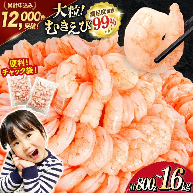 【ふるさと納税】 たっぷり 大粒 むきえび 【選べる内容量】 800g / 1.6kg (800g×2p) 背わた処理済み [カネダイ 宮城県 気仙沼市 20566088] えび 冷凍 剥き海老 むきエビ 海鮮 業務用 バラ凍結 剥きえび むき海老 魚介 魚介類 エビ 海老 小分け むき身 バナメイ
