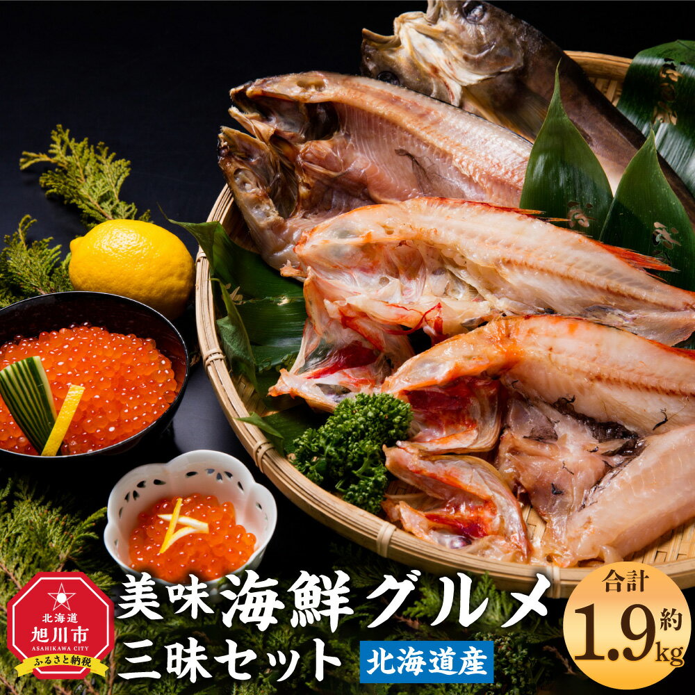 【ふるさと納税】美味 海鮮 グルメ三昧セット 合計約1.9kg | 干物 ほっけ 開き きんき いくら 醤油漬け 魚卵 魚 魚介類 お取り寄せ 北海道 冷凍 冷凍配送 旭川市 送料無料