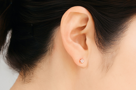 K18PG　ヘキサゴンダイヤピアス　mk-437　CR-9