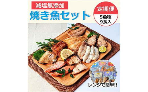 
【定期便】レンジで簡単　焼き魚セット （全2回）【サバ さば フグ ふぐ ブリ ぶり　お任せ 9点 パック 冷凍 石川県 七尾市 P005】
