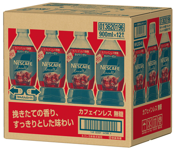ネスカフェ エクセラ ボトルコーヒー カフェインレス無糖 (900ml×12本) アイスコーヒー ネスレ [2048]