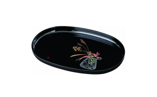 小判盆 PC 42cm 黒 盛絵花かご【YG423】