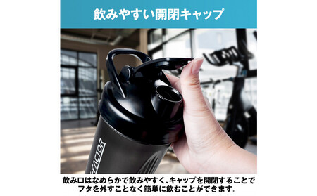 ハルクファクター シェイカー ボトル 600ml ブラック 食洗機対応 カチッと閉まる プロテイン シェーカー 大容量 黒 半透明