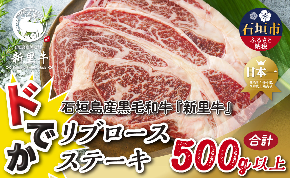 
            石垣島産 黒毛和牛 新里牛 どデカリブロースステーキ（不定貫200～300g×2）合計500g以上 ステーキ 焼肉 バーベキュー SZ-33
          
