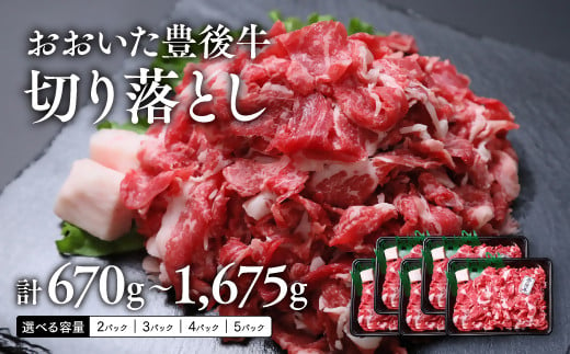 
            【選べるパック数】 おおいた豊後牛 切り落とし 計670～1,675g 部位 おまかせ 大分県産 黒毛和牛
          