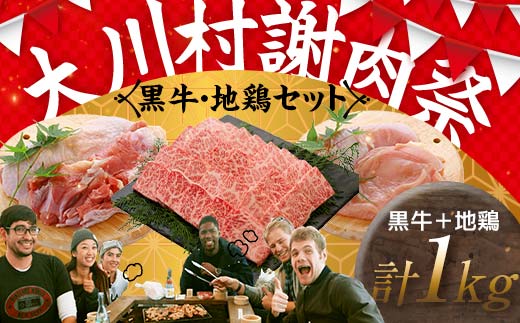 国産黒毛和牛 大川黒牛 リブロース 焼肉用 A4（350g）＆土佐はちきん地鶏 焼肉セット 国産 黒毛和牛 牛肉 地鶏 もも肉 むね肉 焼肉 バーベキュー BBQ キャンプ飯 焼き肉 牛 焼き肉 ビーフ 肉 食品 高知県 大川村 F6R-018
