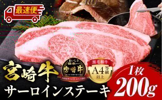 【最速便】宮崎牛 サーロインステーキ 1枚200g_M243-036-2W