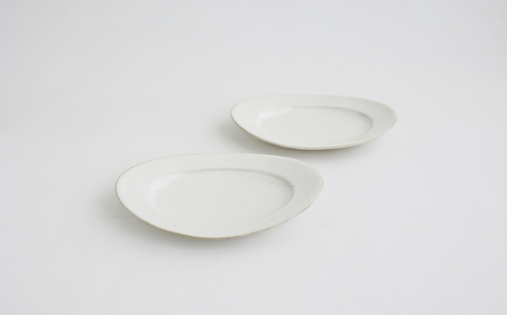 
            【Awabi ware】 オーバル皿S ペアセット （白磁×２） 《決済から3ヶ月前後で発送》
          