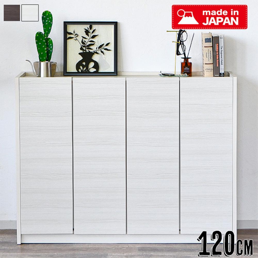 【ふるさと納税】玄関収納 多目的収納 120 ロータイプ【2色対応】シューズボックス 靴箱 食器棚 シンプル 開き扉 可動棚 収納棚 水洗い可能棚板 耐水 大川 家具