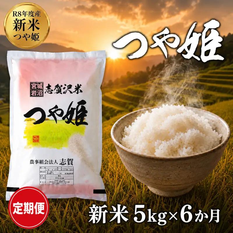 新米 定期便 6ヶ月 令和8年産 つや姫 5kg  精米