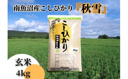 【令和6年産 新米 全3回定期便】南魚沼産コシヒカリ「秋雪」玄米4kg×3回 新潟県の特A地区南魚沼市の美味しいお米