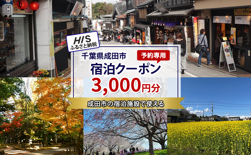 
            [№5904-0686]HISふるさと納税宿泊予約専用クーポン（千葉県成田市）3,000円分
          