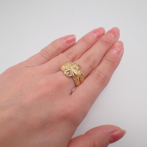 ジュエリー産地甲府　K18イエローゴールドドラゴン水晶リング 43058 (サイズ12～15)