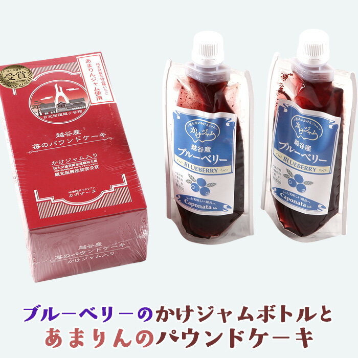 【ふるさと納税】ブルーベリーのかけジャムパウチパックとあまりんのパウンドケーキセット ／ スイーツ ブルーベリージャム フルーツソース すっきり甘さ デザートソース ヨーグルトソース いちごパウンド 焼き菓子 おやつ ティータイム 送料無料 埼玉県 No.352