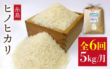 【全6回定期便】 ヒノヒカリ 5kg  福吉産 お米 栽培期間農薬不使用 糸島 / 二丈赤米産直センター [ABB012] ひのひかり 米 無洗米