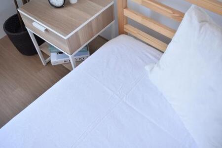 ジャガード織り フラットシーツ 同色２枚組み_ホワイト【G0387】