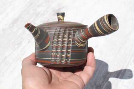  常滑焼　陶仙窯　練込切立型急須　セラメッシュ（陶製茶こし）| 常滑焼 急須 シンプルデザイン おしゃれ 焼き物 特産品 贈り物 プレゼント とこ販 茶器 和食器 陶器 陶磁器 ティーポット キッチン