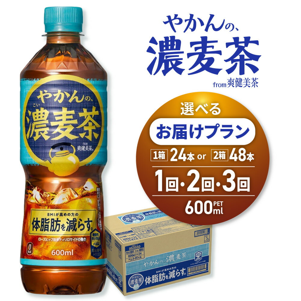 【ふるさと納税】 やかんの濃麦茶 from 爽健美茶 【 選べる 本数 お届け回数 】 600ml PET 24本 48本 定期便 単品 2ヶ月 3ヶ月 72本 96本 144 麦茶 体脂肪 BMI 軽減 カフェインゼロ ペットボトル 水分補給 飲料 ソフトドリンク 防災 備蓄 ストック むぎ茶 北海道 札幌市