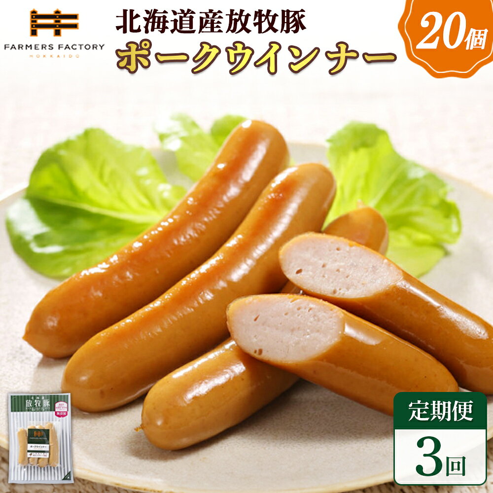 【ふるさと納税】【定期便：3回】北海道産放牧豚 無添加ポークウインナー ×20パック | 定期便 北海道産 放牧豚 豚肉 ポーク 無添加 ポークウインナー ウインナー ソーセージ おつまみ 詰め合わせ お取り寄せ 北海道 恵庭市 恵庭【120077】