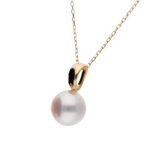 【響】無調色 一粒 アコヤパール 8.5mm K18YG ペンダント ネックレス