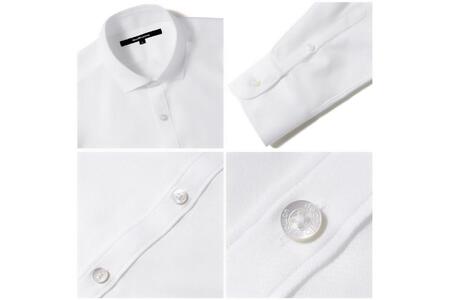 DJS-767 decollouomo メンズドレスシャツ 長袖（生地／オーヴァーチュア）モードタイプ ピュアホワイト／Lサイズ