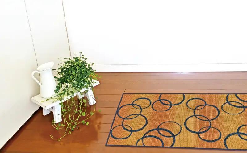 い草 玄関マット Fマルコス 50×80cm（グレイ/イエロー）屋内