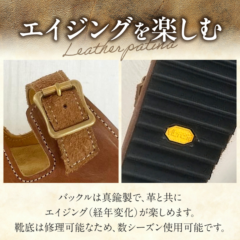 ハンドメイドフッドベッドサンダル ［212M01］ ハンドメイド フッドベッド サンダル 選べる 色 サイズ ソール 黒 カーキ 24～28cm ビブラムシャーク ビルケン 国産 ダブルバックル_イメ