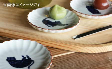 【波佐見焼】呉須猫 小皿 〈背伸び〉 3点セット 食器【西海陶器】[OA476]