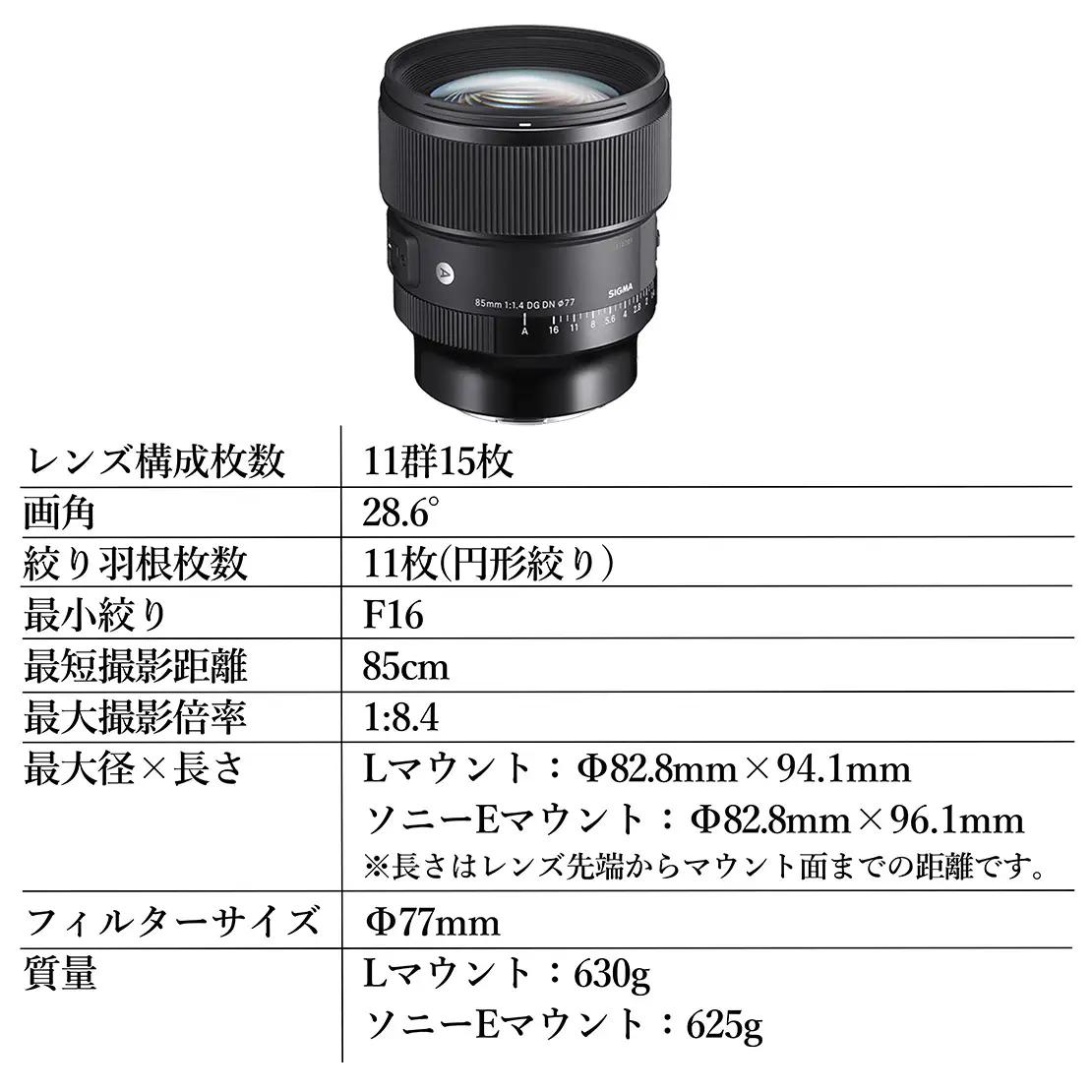 SIGMA 85mm F1.4 DG DN | Art【Lマウント】
