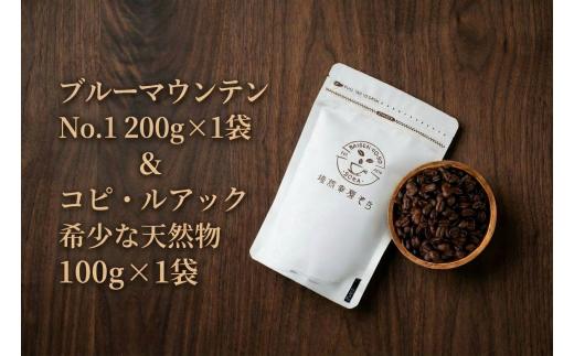 【豆】＼焙煎当日に発送／ブルーマウンテンNo.1 200g ＆ コピ・ルアック 100g 浅煎り ウォッシュド 自家焙煎 コーヒー豆 コーヒー粉 コーヒー 珈琲 コーヒーギフト 挽き立て 高級 プレゼ