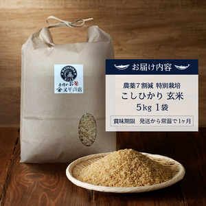 a18-071　農薬7割減 特別栽培 コシヒカリ 玄米 5kg