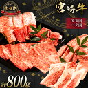 【ふるさと納税】牛肉 宮崎牛 モモ焼肉 バラ焼肉 計800g [ミヤチク 宮崎県 日向市 452061029] 肉 モモ バラ 焼肉 冷凍