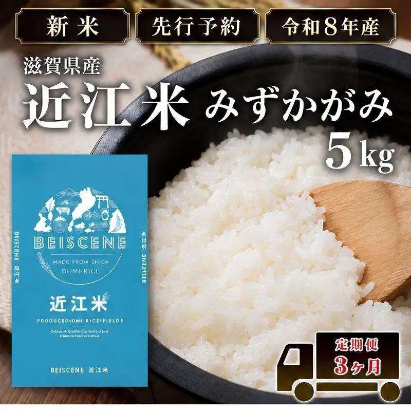 【令和8年産】新米 先行予約 特A受賞歴 みずかがみ 米 定期便 近江米 5kg 白米 5kg×3ヶ月 お米 ごはん ライス 主食 おにぎり 定期 3回 滋賀県 豊郷町