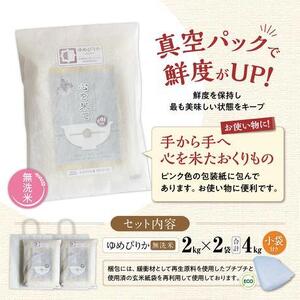 【令和7年産・無洗米・真空パック・特別栽培】 旭川産 ゆめぴりか 2kg×2袋 小分け袋付 | ゆめぴりか _03137
