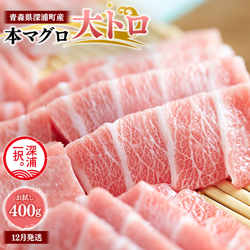 青森県深浦町産 天然本マグロ 大トロ 400g 200g×2 冷凍柵 深浦マグロ 刺身 海鮮 鮪 まぐろ【fu-0015-018_12】