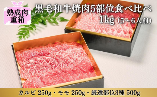 
《格之進》熟成肉二段重 黒毛和牛 焼肉 5部位食べ比べ1kg（5～6人前）
