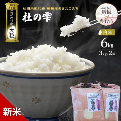 ふるさと納税 能代市 新米 令和8年産 白米 秋田県産 あきたこまち 6kg(3kg×2)[No.5409-0049]