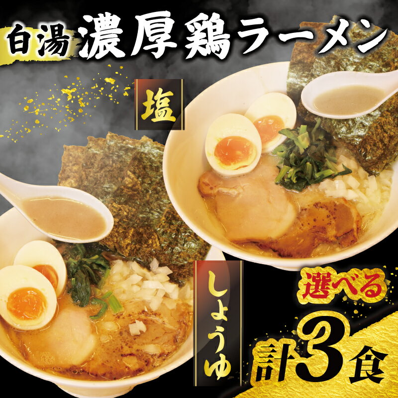 【ふるさと納税】 濃厚鶏ラーメン 3P 【 鶏パイタン】 醤油 ／ 塩 冷凍ラーメン 自家製 具材 スープ 玉ねぎ たまねぎ 鶏ガラ 白湯 ストレート麺 中細麺 具材付き 具付き 3食 セット 塩ラーメン 醤油ラーメン 醤油味 お店の味 時短 簡単 冷凍 千葉県 旭市 濃厚鶏ラーメン106