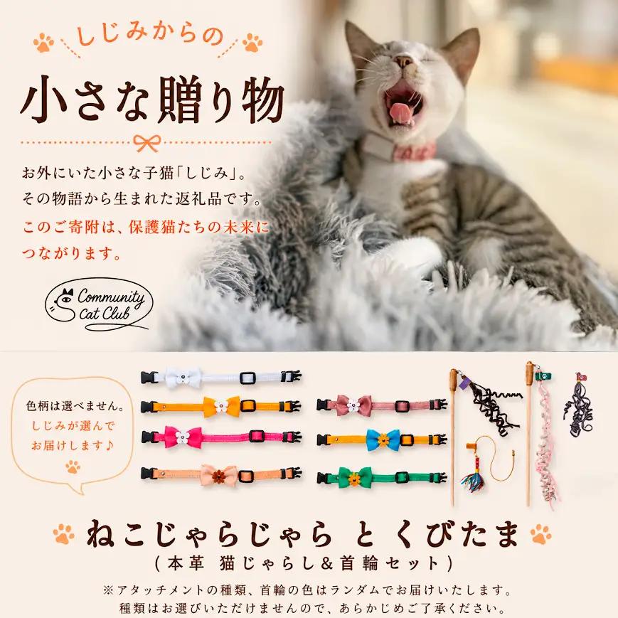 しじみからの小さな贈り物 －ねこじゃらじゃら と くびたま－(本革 猫じゃらし1個＆首輪1個セット)