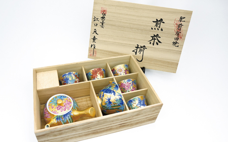 【金龍窯】竹林四季絵シリーズ 金彩煎茶碗 5種・急須・湯冷ましセット[UBP029]