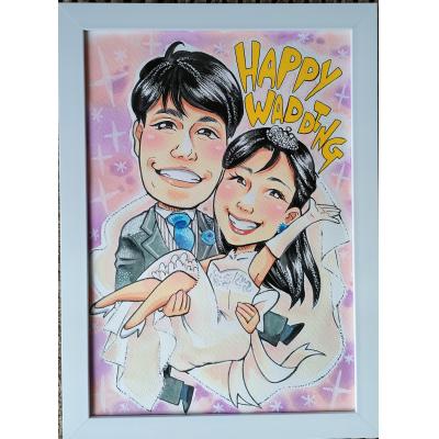 ふるさと納税 碧南市 似顔絵ギフト〜A4 2名様〜「額付き」「手描き水彩画」 イラスト にがおえ　H201-002 |  | 03