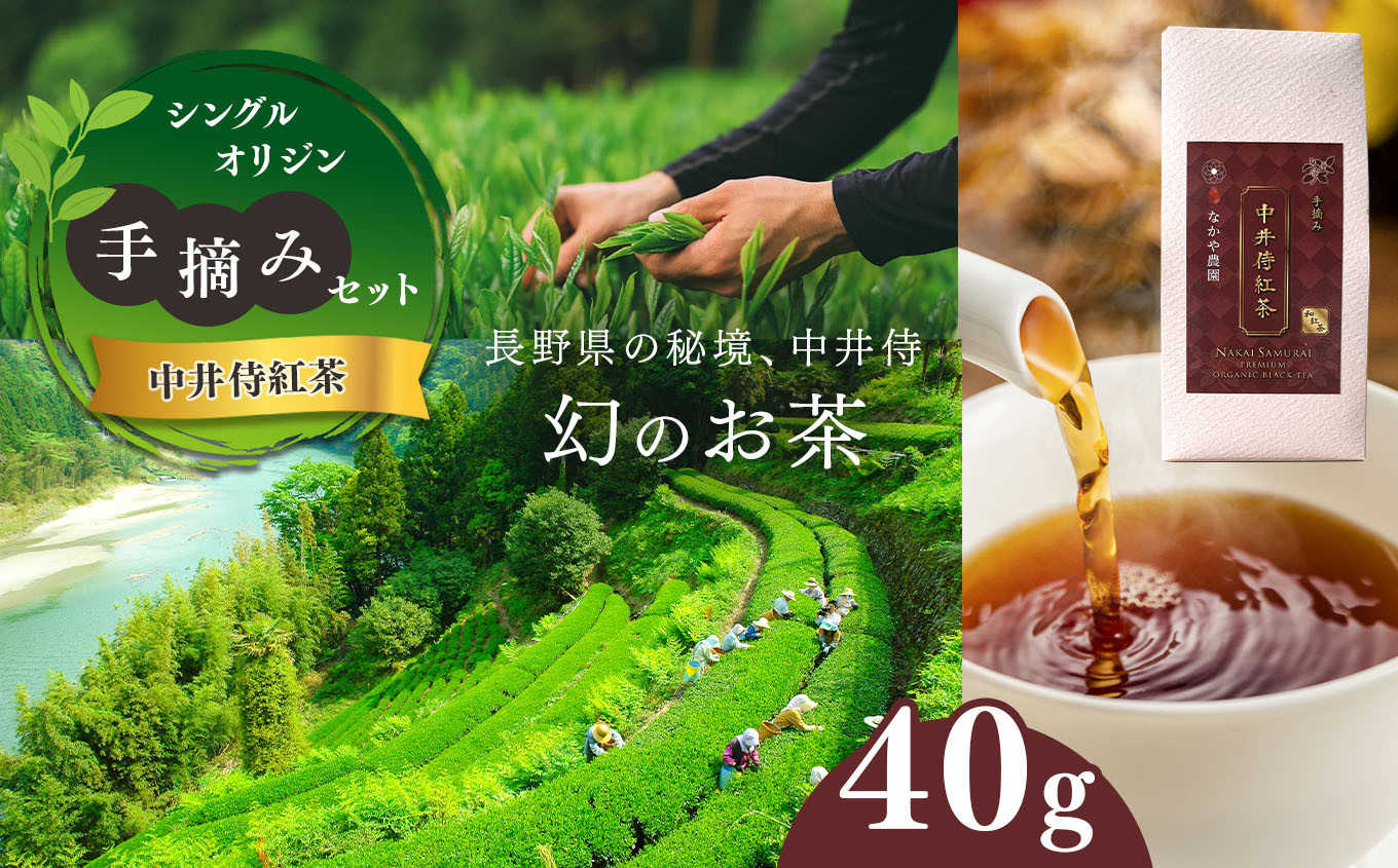 
                  シングルオリジン手摘みの和紅茶 中井侍紅茶　40g | お茶 茶葉 日本茶 緑茶 国産 手摘み 幻のお茶 浅蒸し茶 中井侍銘茶 秘境 長野県 南信州 天龍村
                