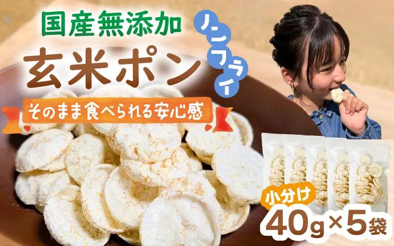 【素材のまま】国産無添加 玄米ポン おやつ シリアル  40g×5袋ノンフライ コシヒカリ【玄米】 [e35-a051]
