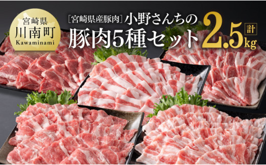 
宮崎県産豚肉 小野さんちの"豚肉５種セット” 2.5kg【 豚肉 豚 肉 宮崎県産 しゃぶしゃぶ 焼肉 セット 和洋中】
