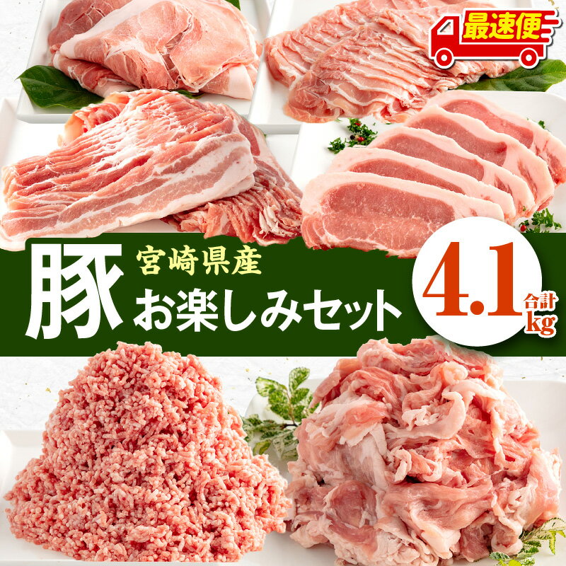 宮崎県産豚 お楽しみセット 計4kg（豚ローススライス・豚バラスライス・豚モモスライス・豚ロースとんかつ・豚切落し・豚ミンチ肉）豚肉セット